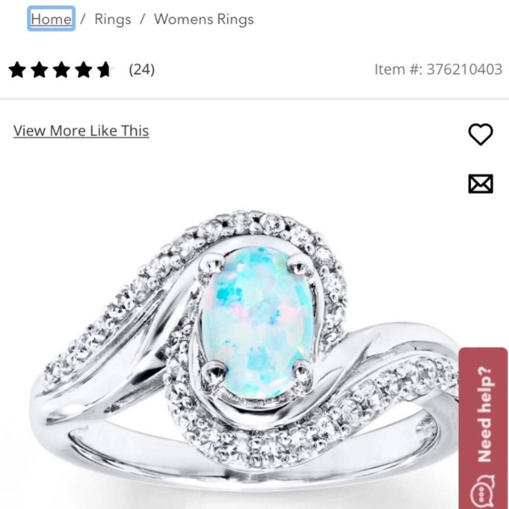 Size 7.5 OPAL Ring with Sapphires Sterling Silver - Picture 3 of 4